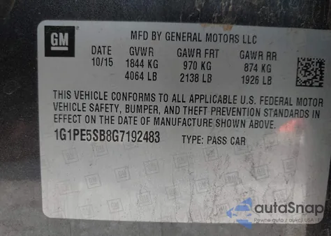 2016 Chevrolet Cruze Limited Lt z USA, uszkodzony, nr VIN 1G1PE5SB8G7192483